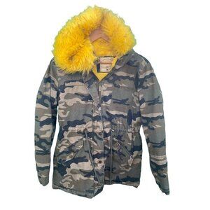 Camouflage Military Style Puffer Jacket Fleece Lining Medium